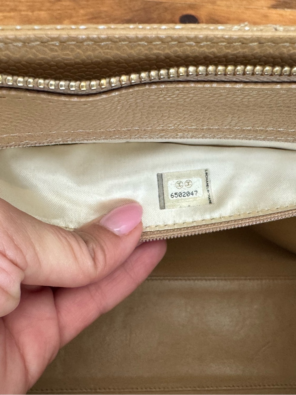 CHANEL Quilted Beige Caviar Leather Chain Shoulder Bag - Picture 12 of 16